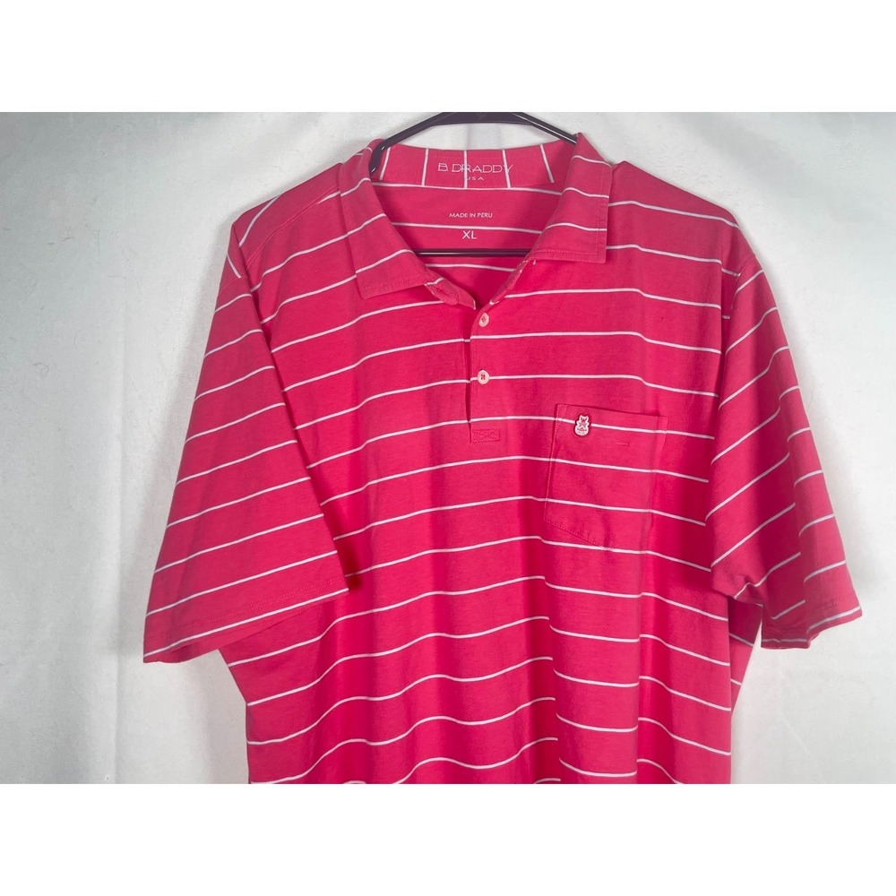 B Draddy Men's Pocket Polo Shirt Bobby Jones Carpe Diem Logo Red White Size XL